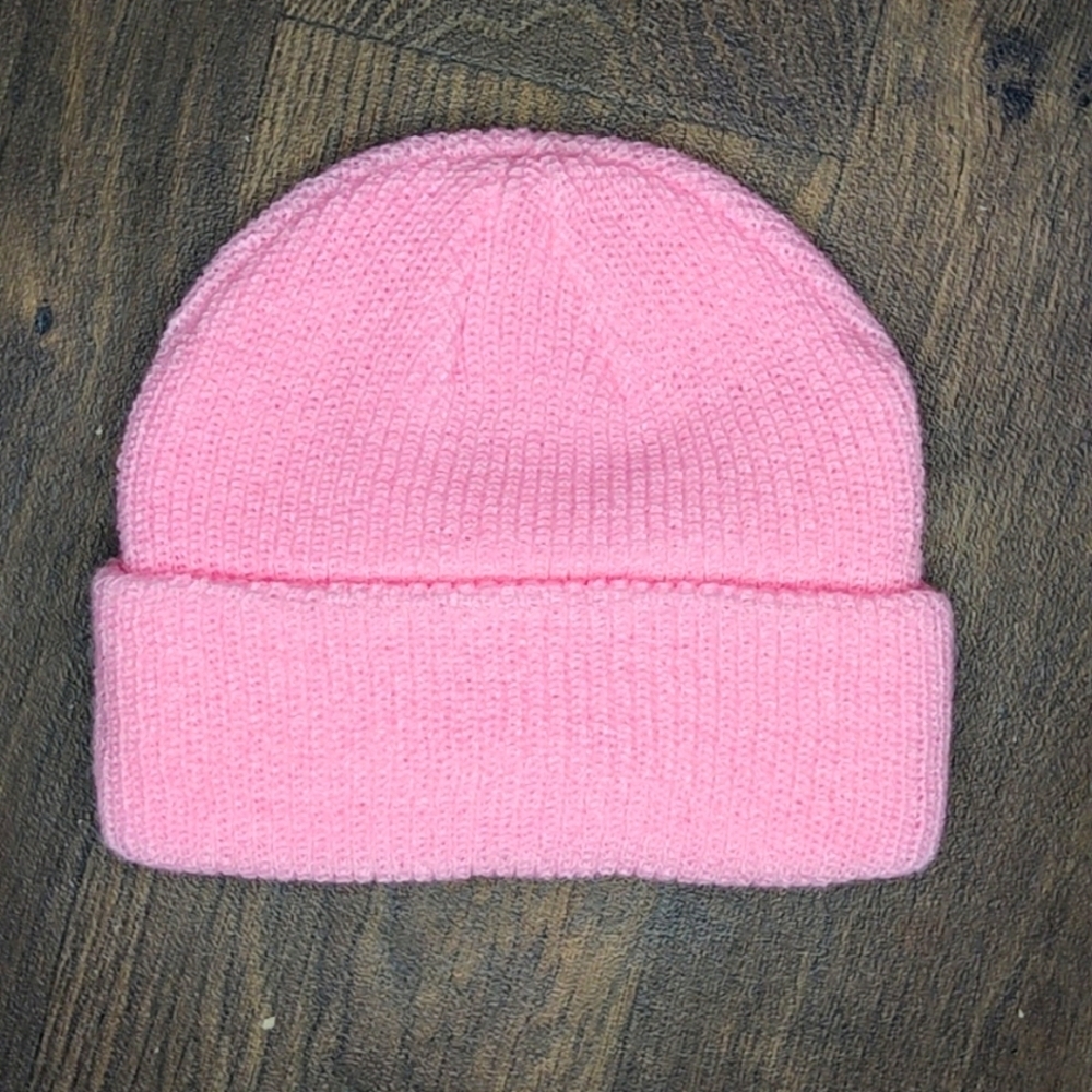 Plain pink fisherman beanie hat